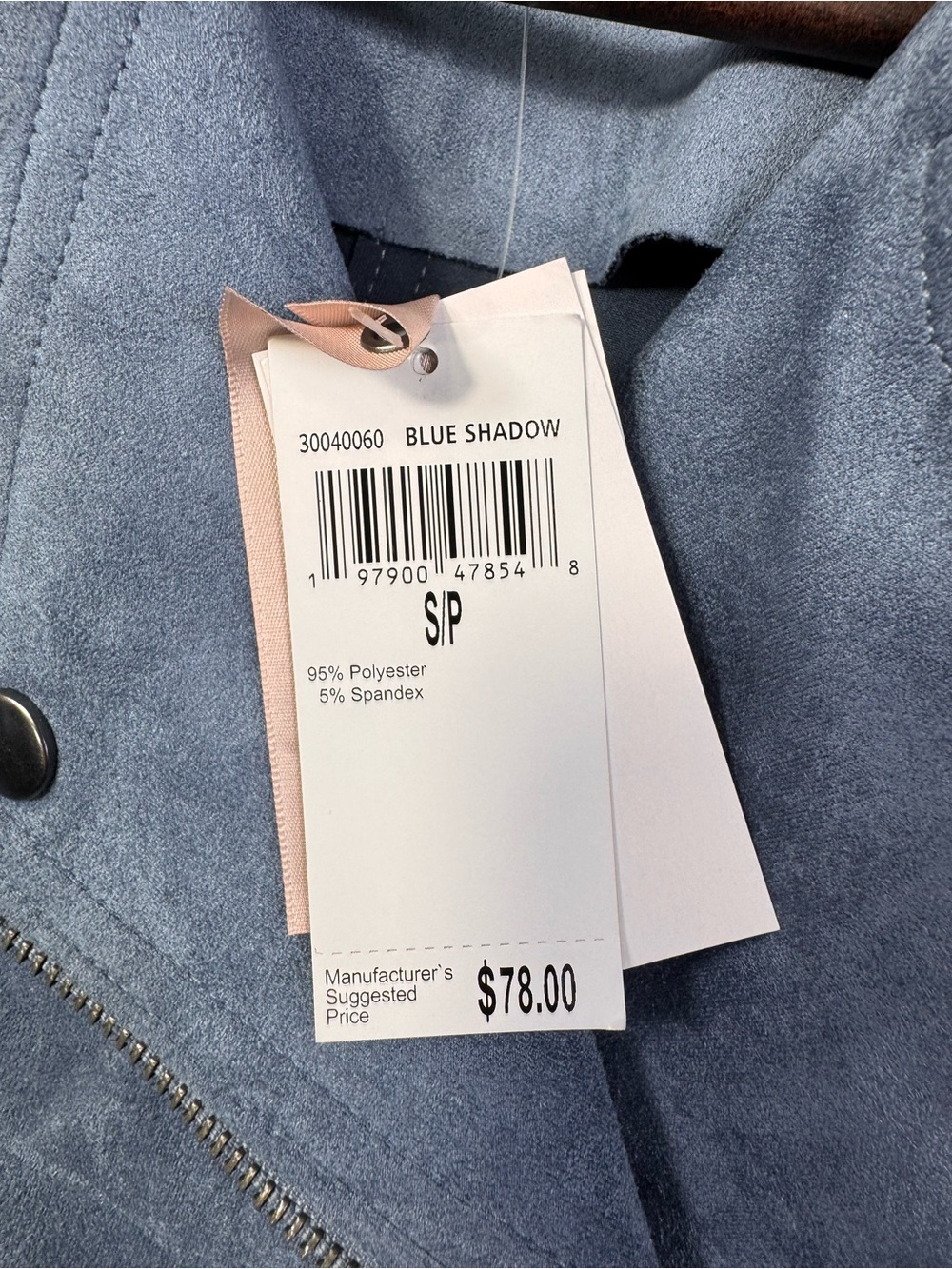 Philosophy Dusty Blue Shadow Faux Suede Sleeveless Moto Vest w/ Zipper, Small - Picture 9 of 16